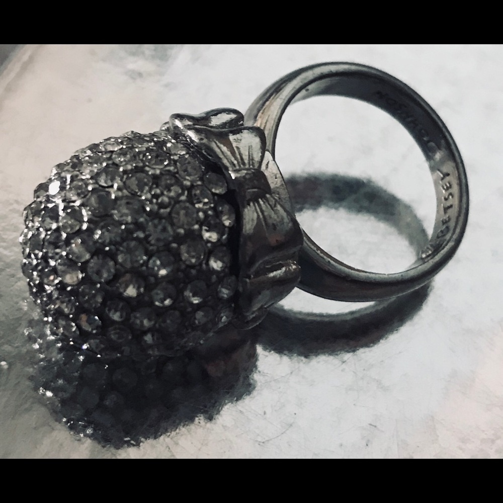 Crystal rhinestone gumdrop ring Betsey Johnson vtg